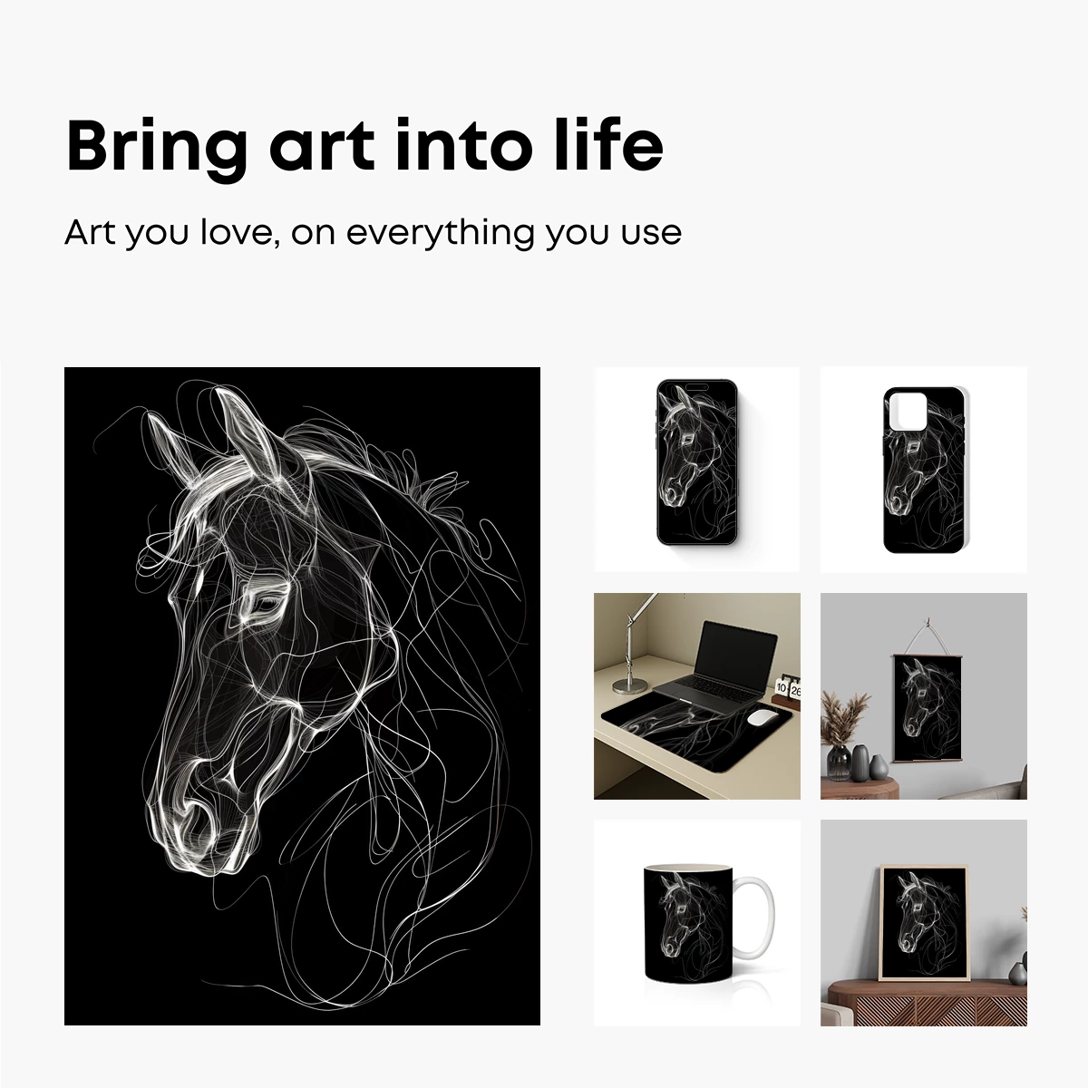 Ethereal Equine: Wireframe Horse Portrait - Image 2