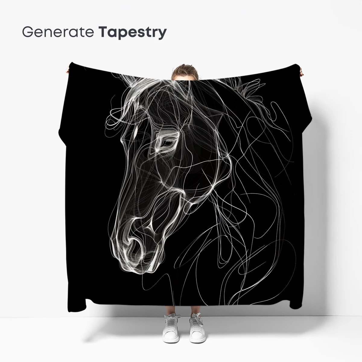 Ethereal Equine: Wireframe Horse Portrait - Image 5