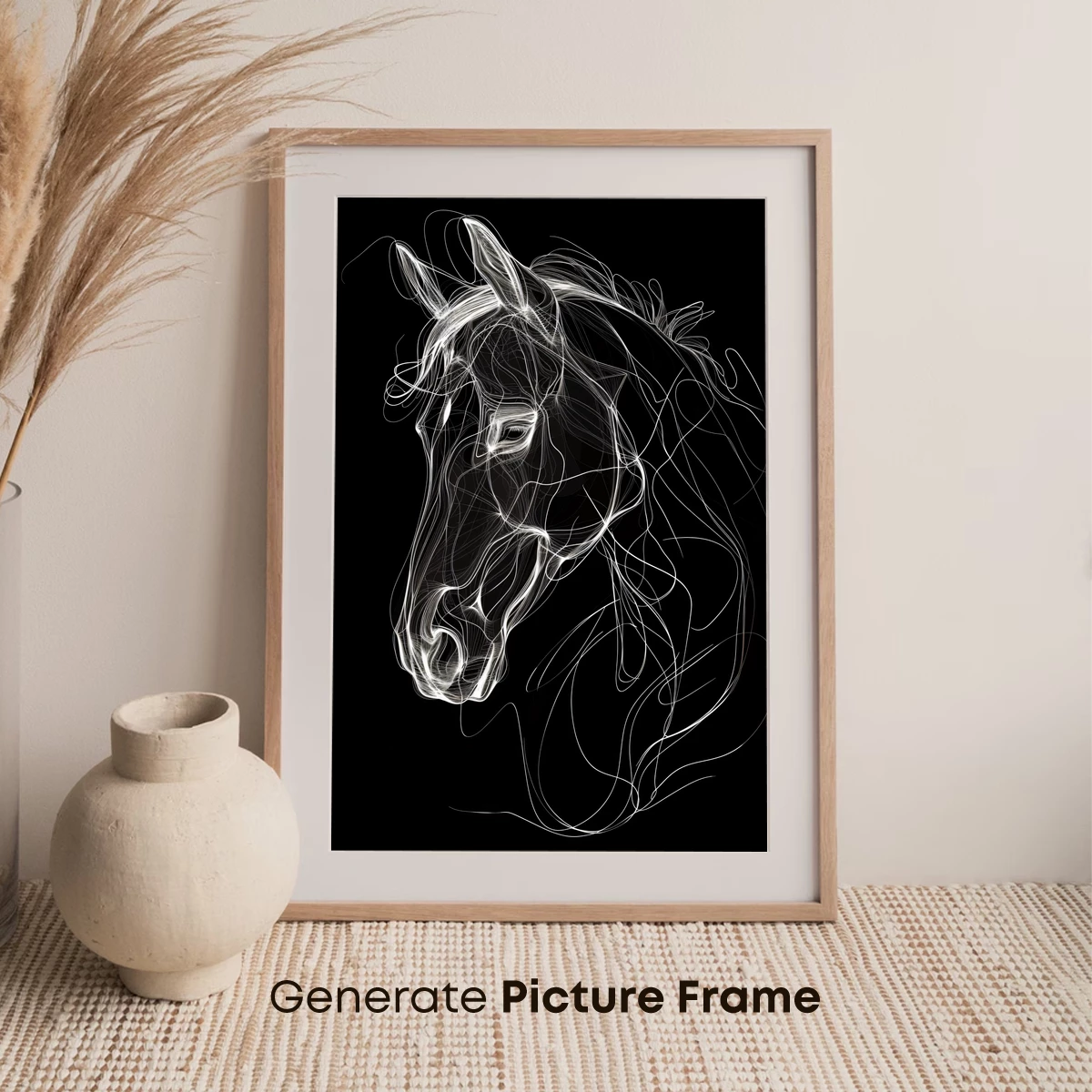 Ethereal Equine: Wireframe Horse Portrait - Image 7