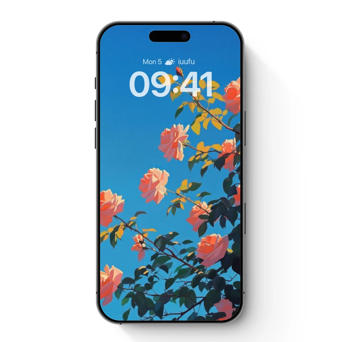 Blossom Sky: Peach Roses Against Azure Blue
