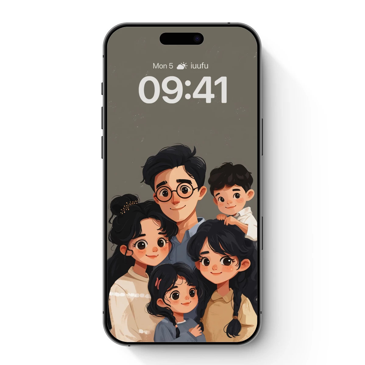 Harmonious Family Portrait in Cartoon Elegance