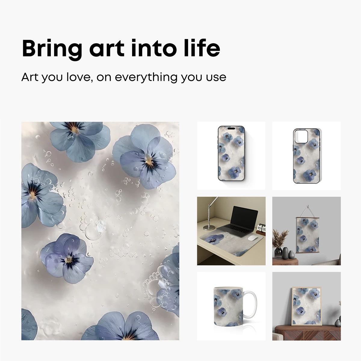 Ethereal Blue Blossoms Floating in Serenity - Image 2