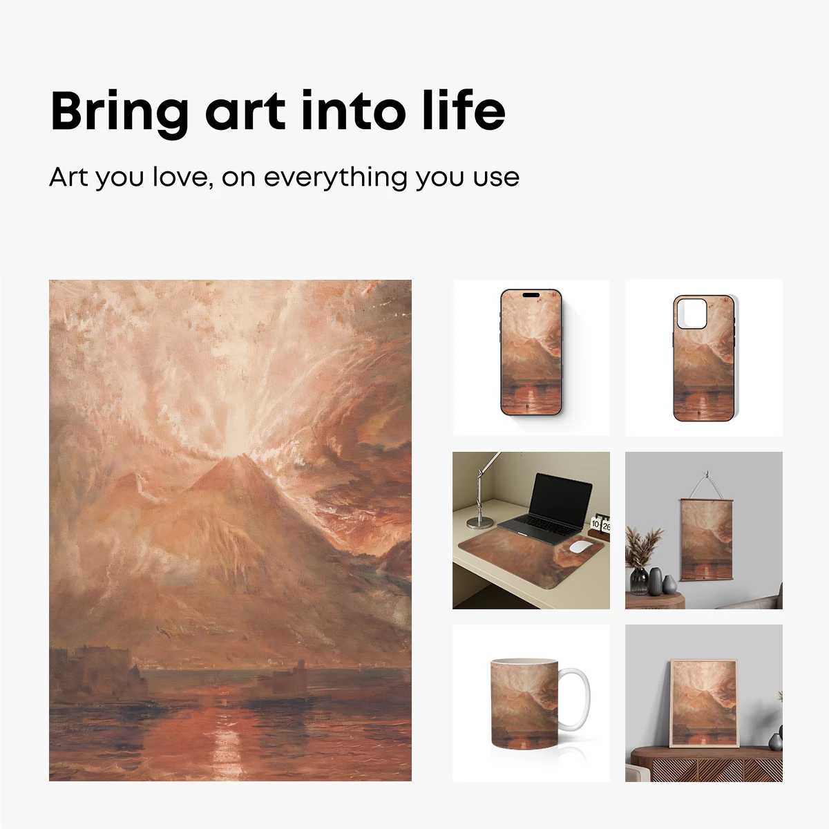 Erupting Volcano Reflection: Romantic Landscape