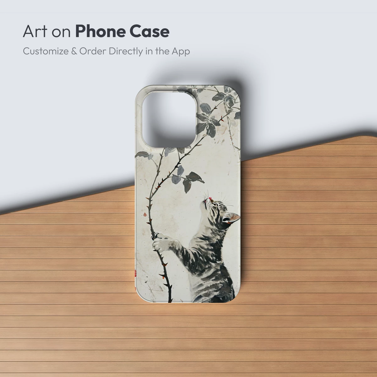 Curious Kitten and Crimson Rose: Ink Art Harmony - Image 3