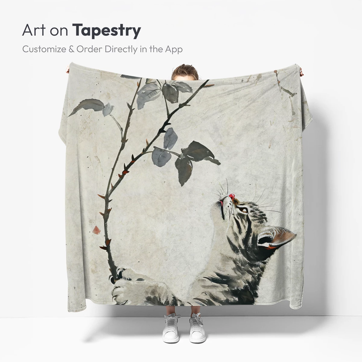 Curious Kitten and Crimson Rose: Ink Art Harmony - Image 5