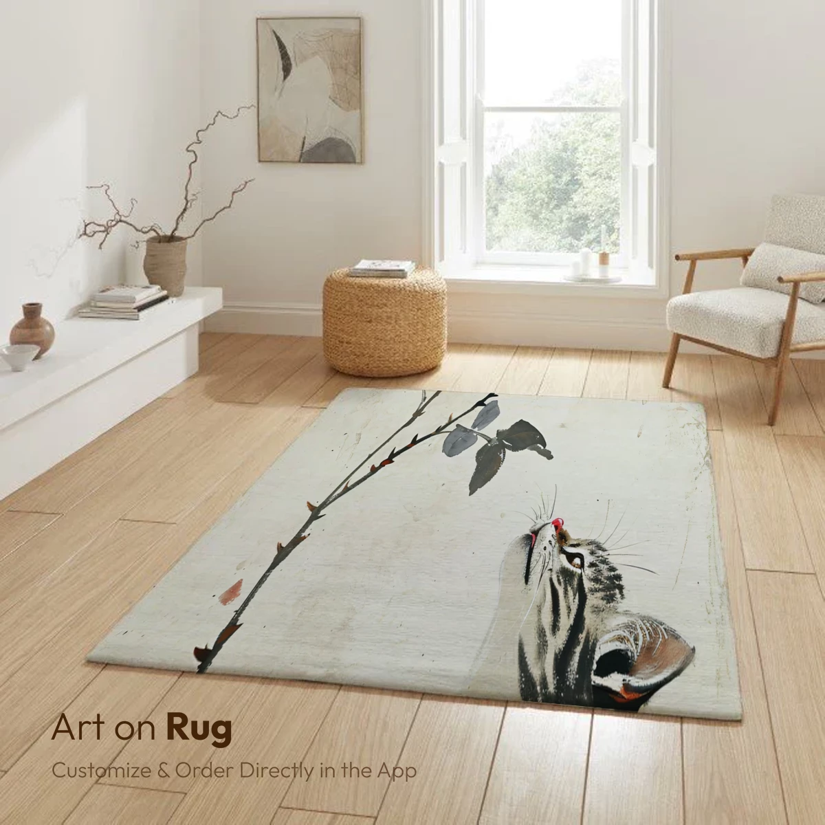 Curious Kitten and Crimson Rose: Ink Art Harmony - Image 6