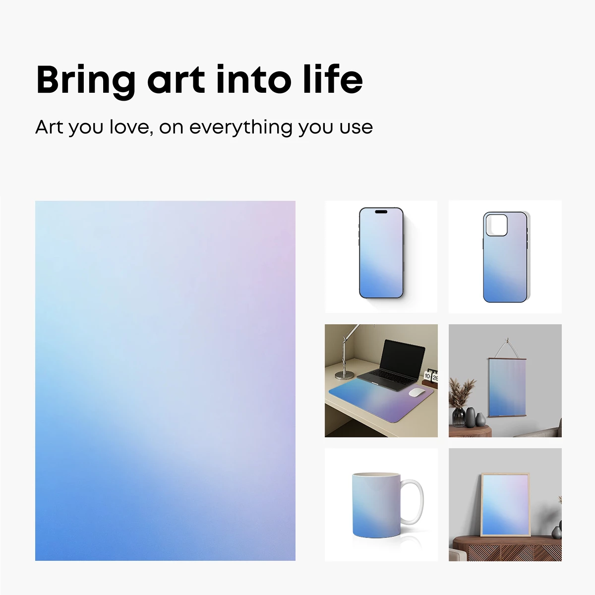 Gradient Serenity: Ethereal Blend of Blues and Pinks - Image 2