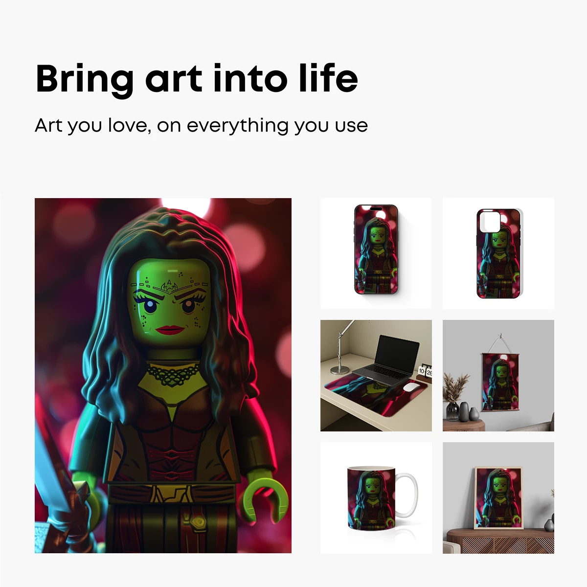 Luminous LEGO Warrior: Neon Fantasy Fusion - Image 2