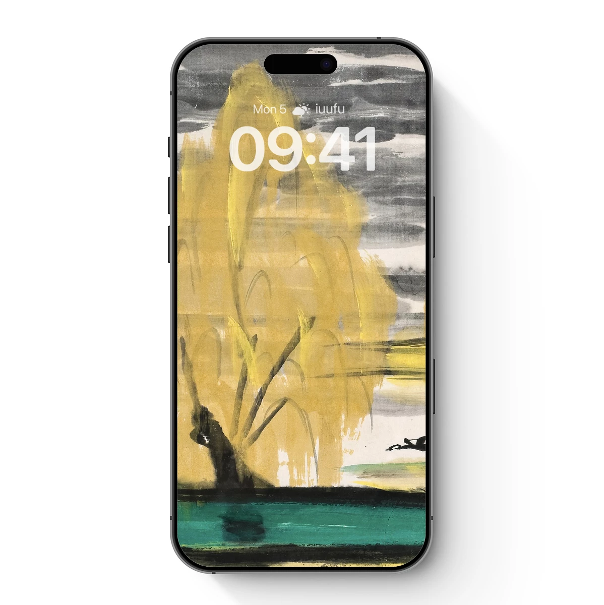 Golden Abstract Landscape: Modern Brushstroke Symphony