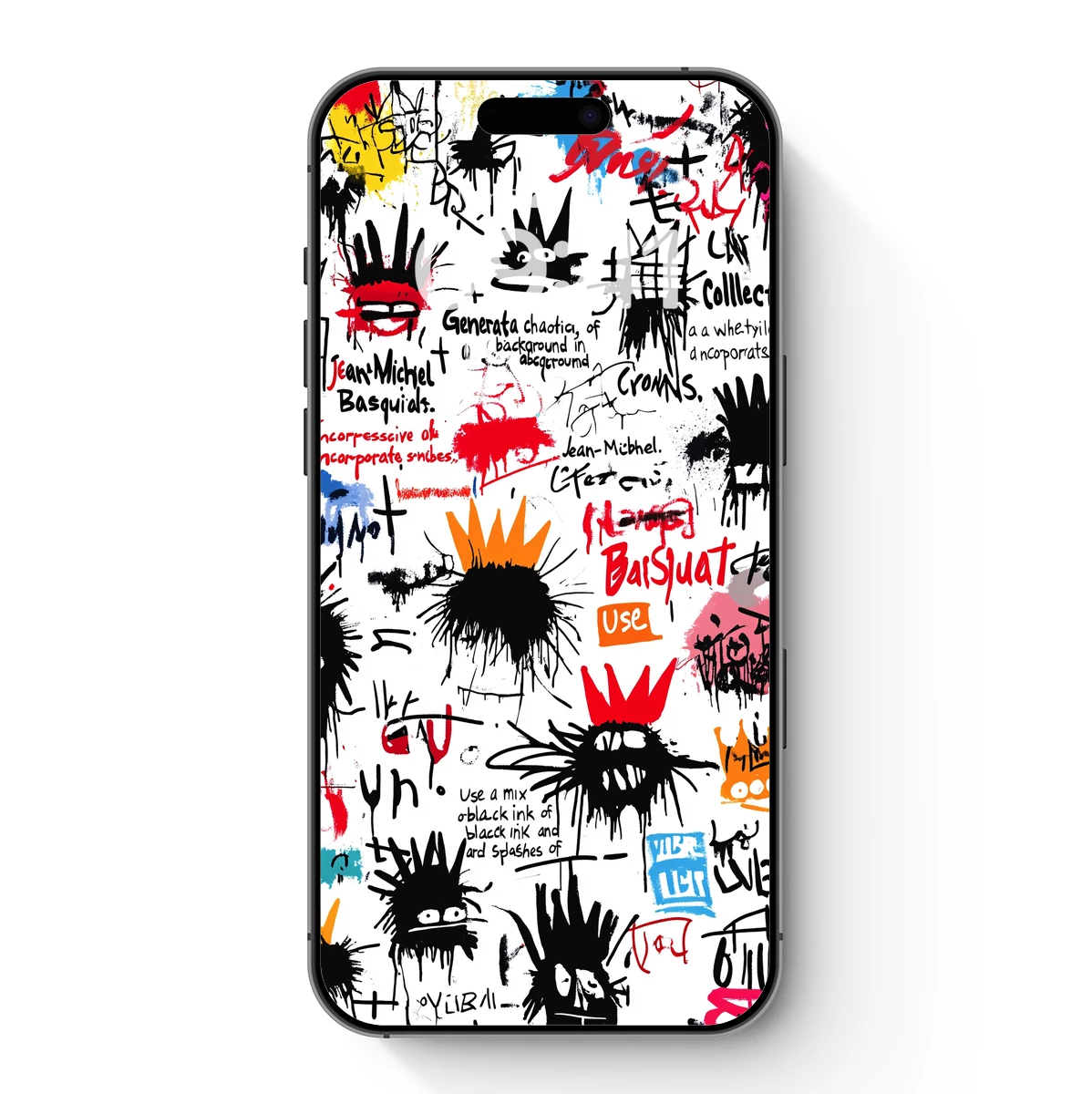 Basquiat's Chaotic Crowns: A Graffiti Symphony