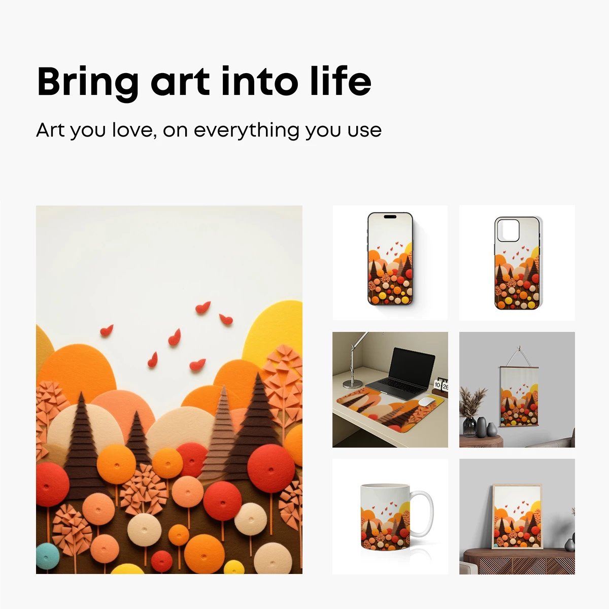 Autumnal Paper Forest: Colorful Circles and Trees