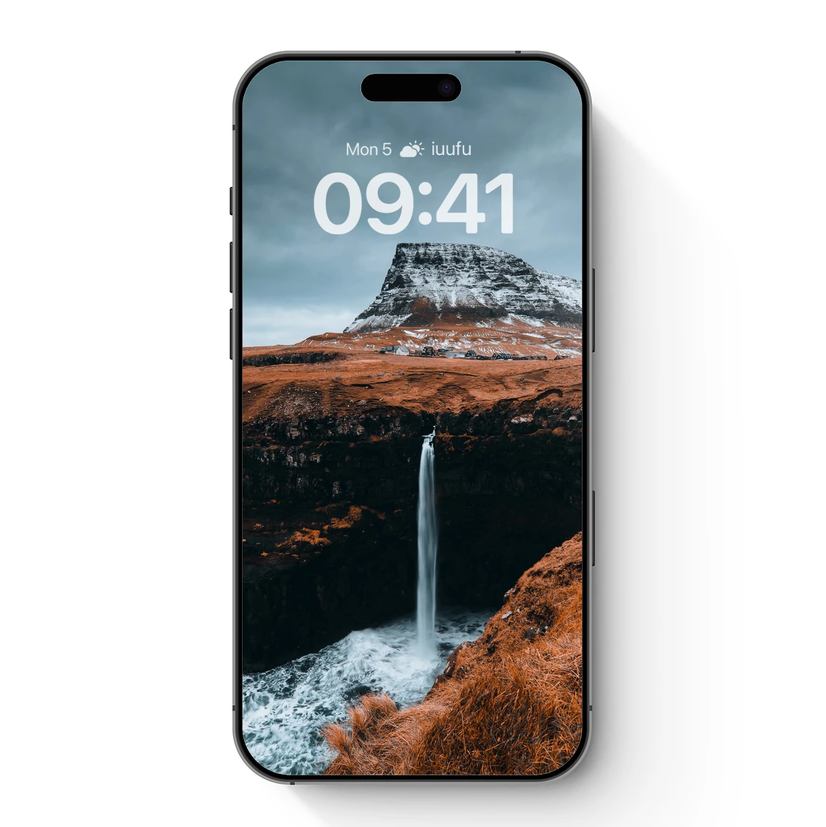 Eternal Cascade: Snow-Capped Mountain and Waterfall Symphony