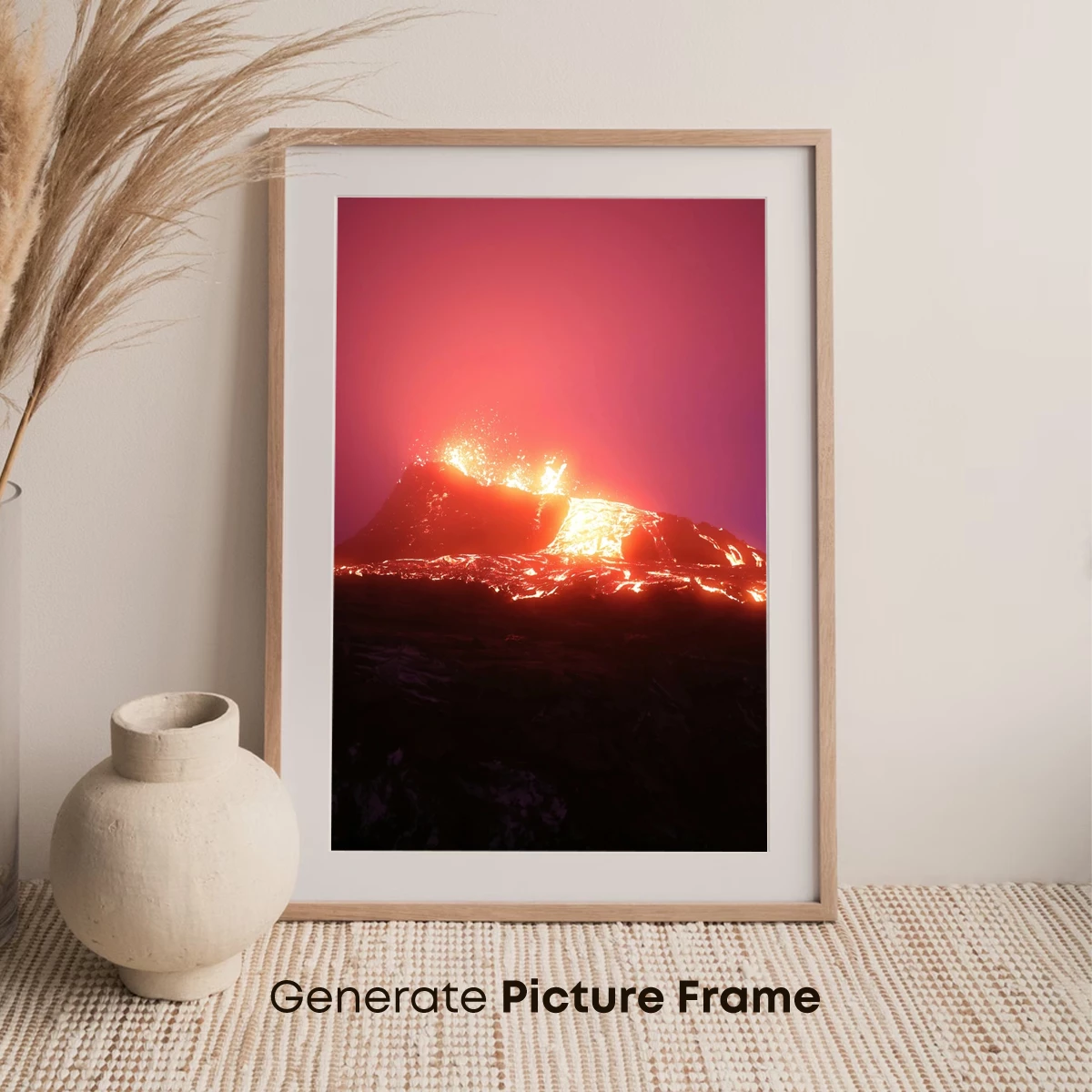 Erupting Lava Mountain: Fiery Night Glow - Image 7