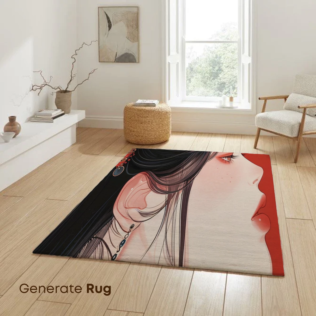 Elegant Profile in Vermilion: A Tribute to Traditional Artistry - Image 6