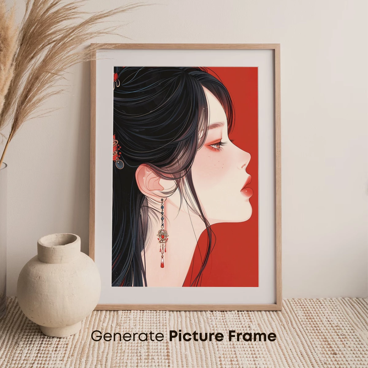 Elegant Profile in Vermilion: A Tribute to Traditional Artistry - Image 7