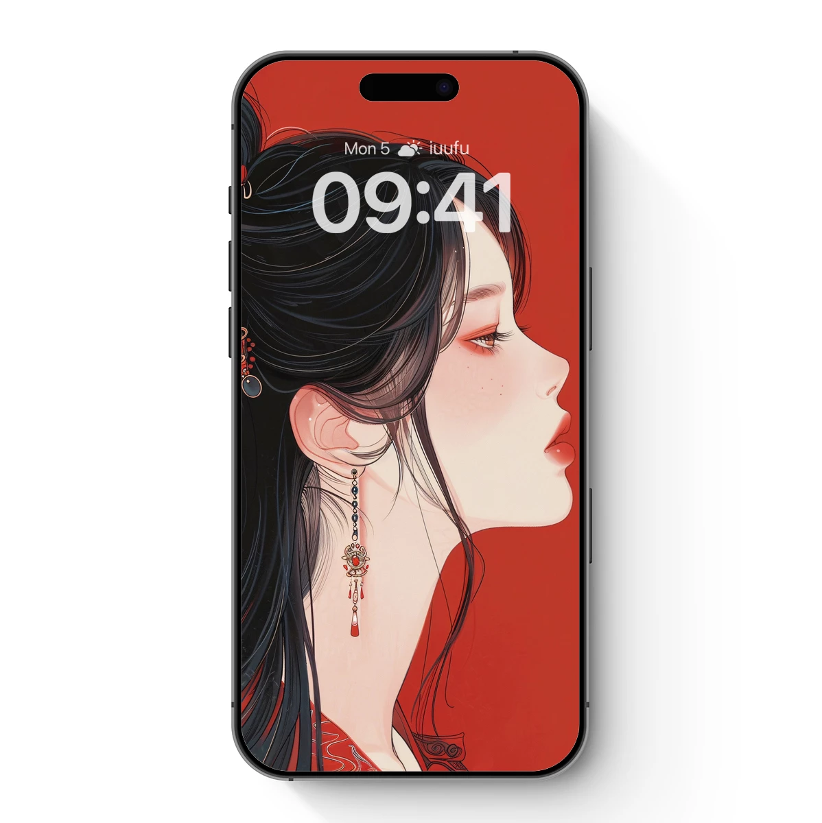 Elegant Profile in Vermilion: A Tribute to Traditional Artistry