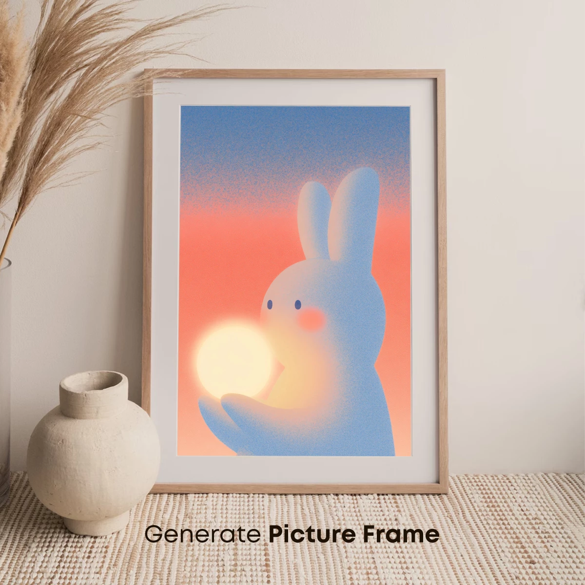 Glowing Embrace: Bunny Holding Light in Pastel Dreams - Image 7