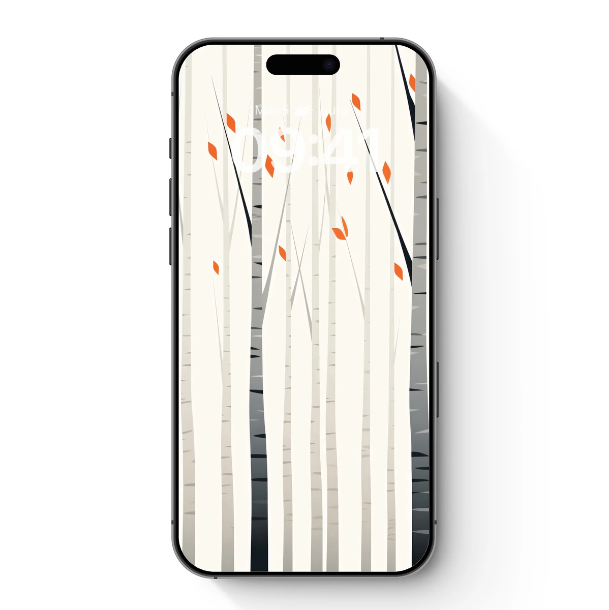 Autumn Birch Whispers: Minimalist Forest Art