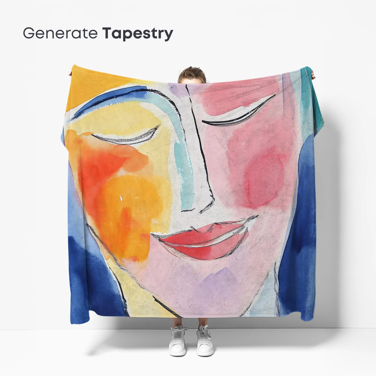 Abstract Harmony: Dual Faces in Watercolor Elegance - Image 5