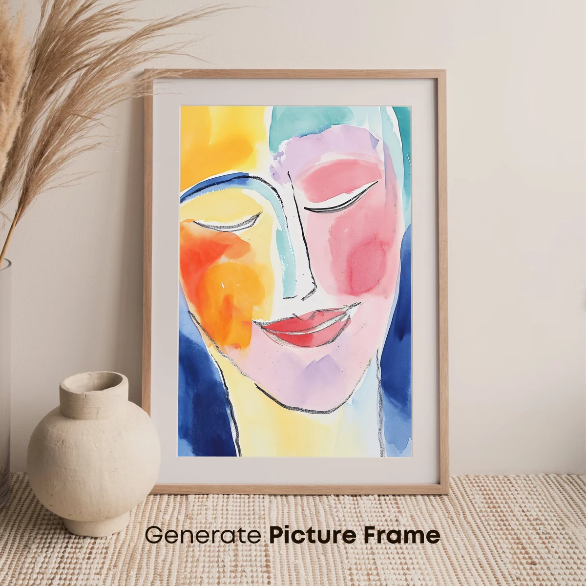 Abstract Harmony: Dual Faces in Watercolor Elegance - Image 7