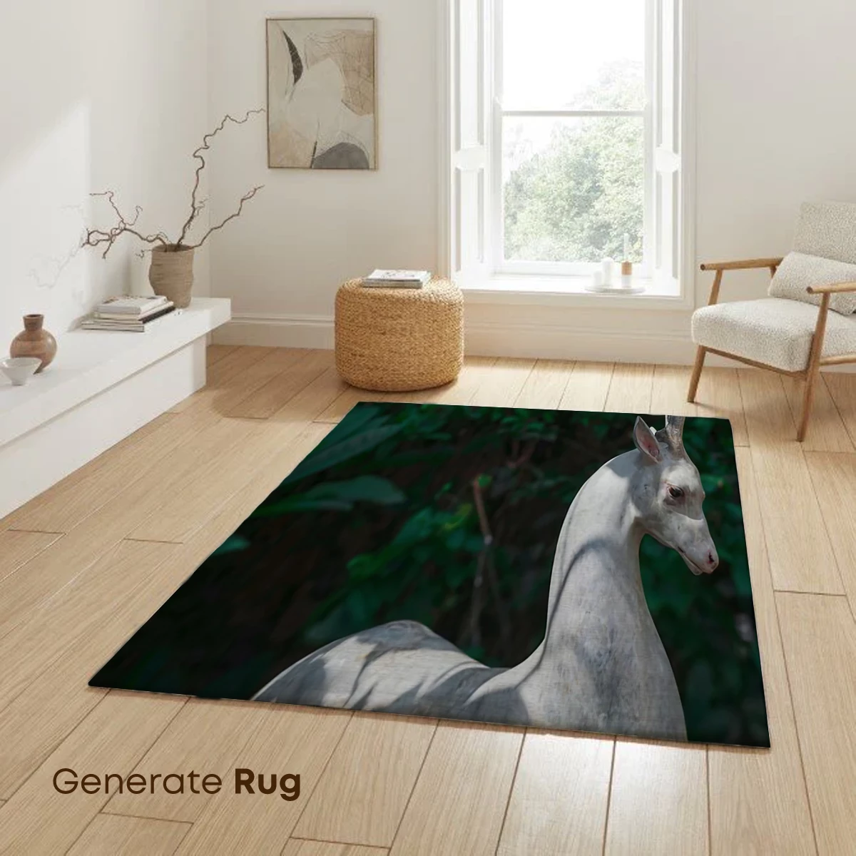 Elegant White Deer Sculpture in Verdant Shadows - Image 6