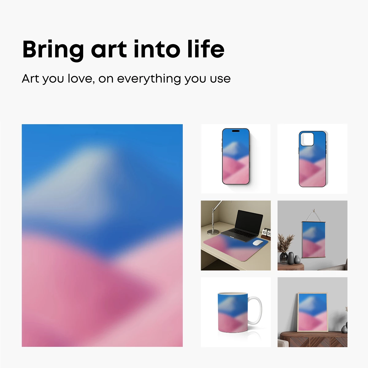 Blurred Dawn: Pink and Blue Abstract Harmony - Image 2