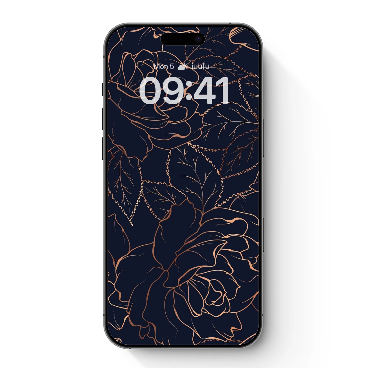 Elegant Copper Roses on Midnight Blue