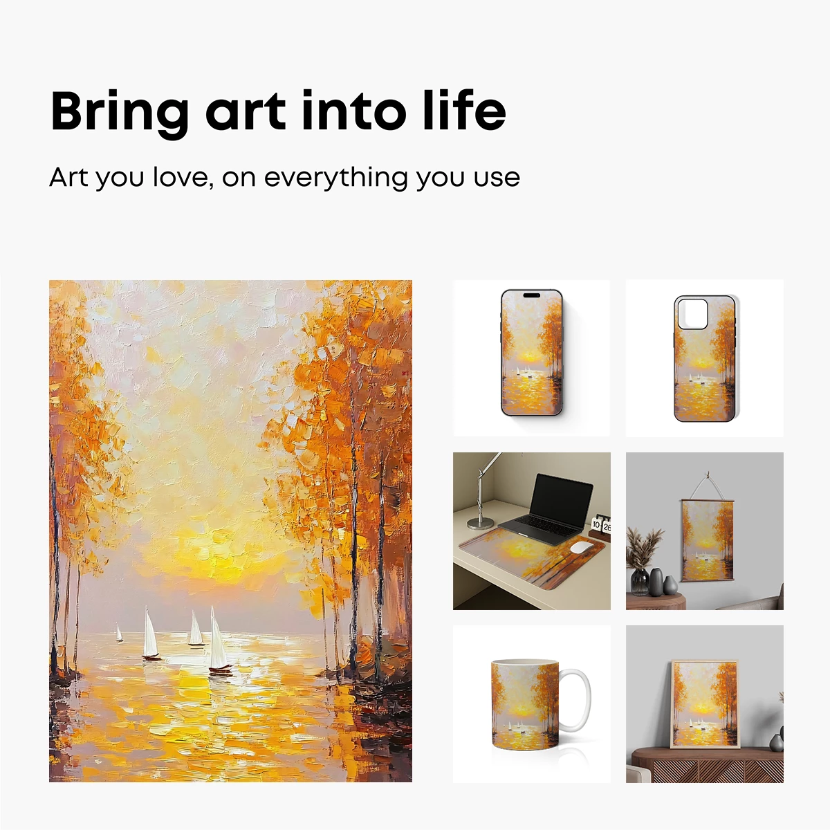 Autumn Sails: Impressionist Sunset Symphony - Image 2