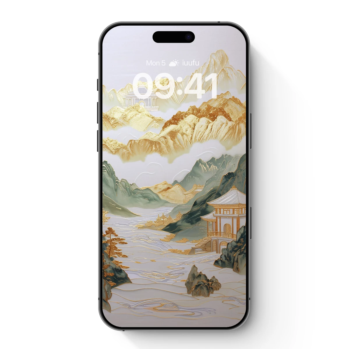 Golden Zen Landscape: Embroidered Mountains and Pavilions