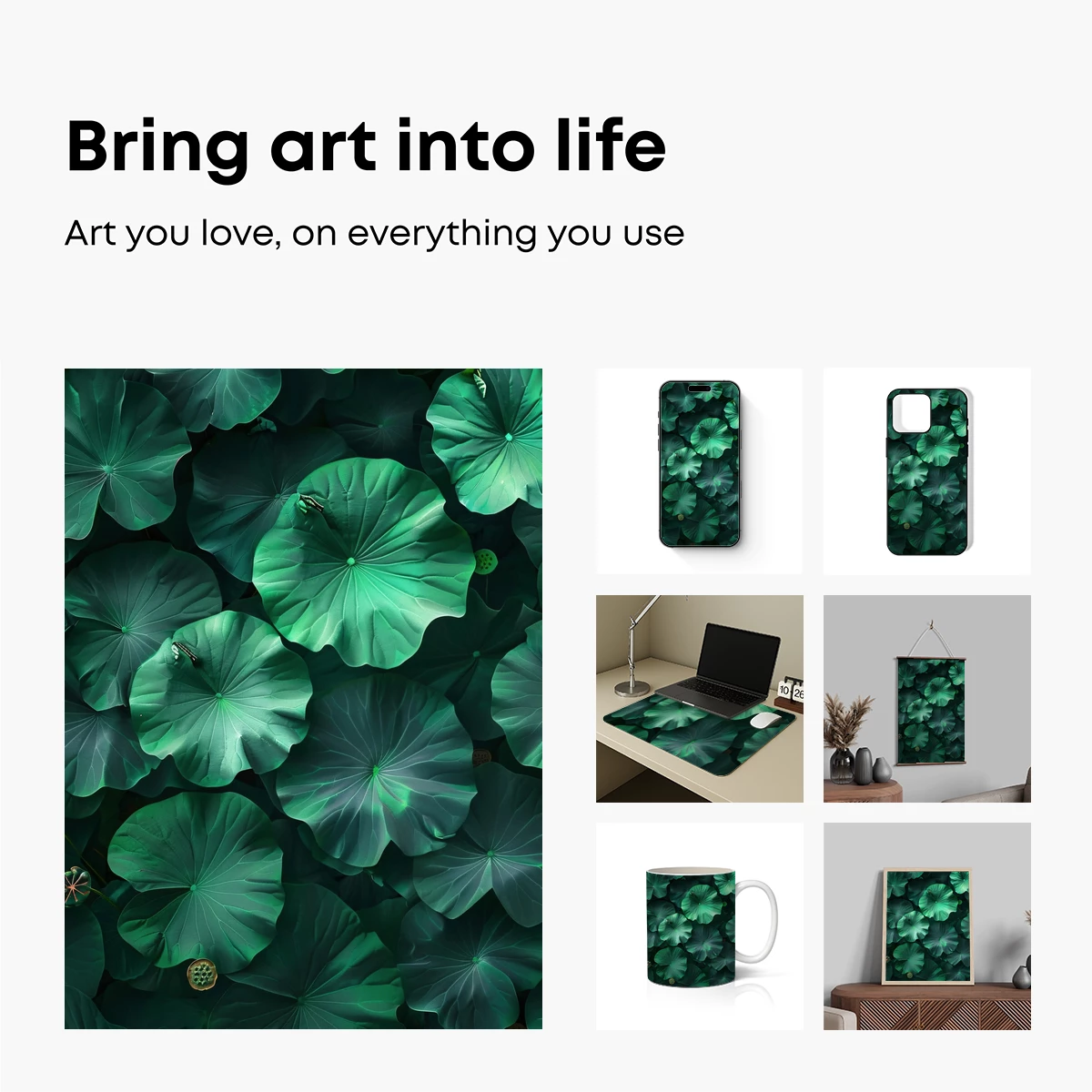 Emerald Lotus Symphony: Nature's Abstract Canvas - Image 2