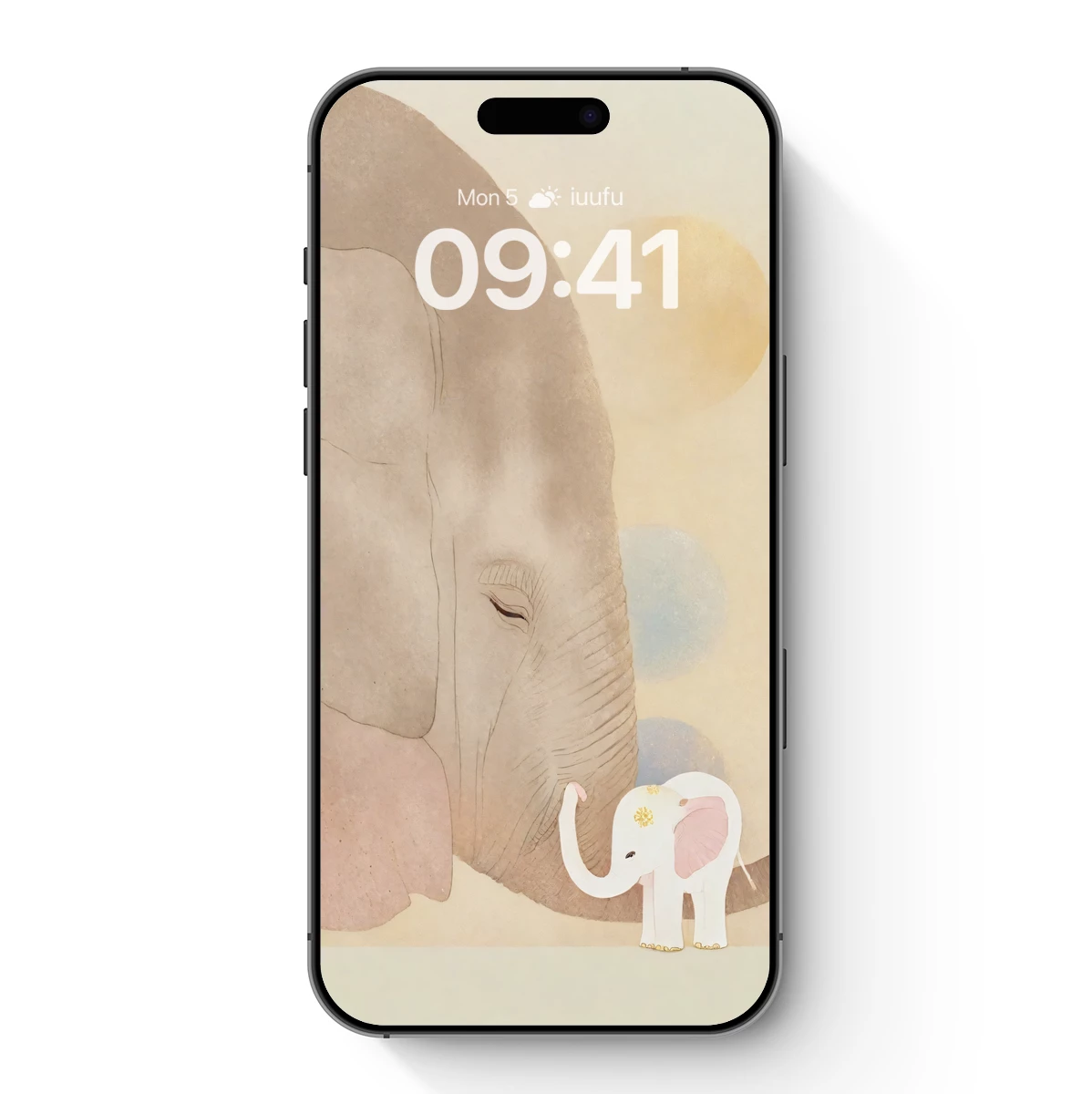 Gentle Giants: A Tender Elephant Duo in Pastel Harmony