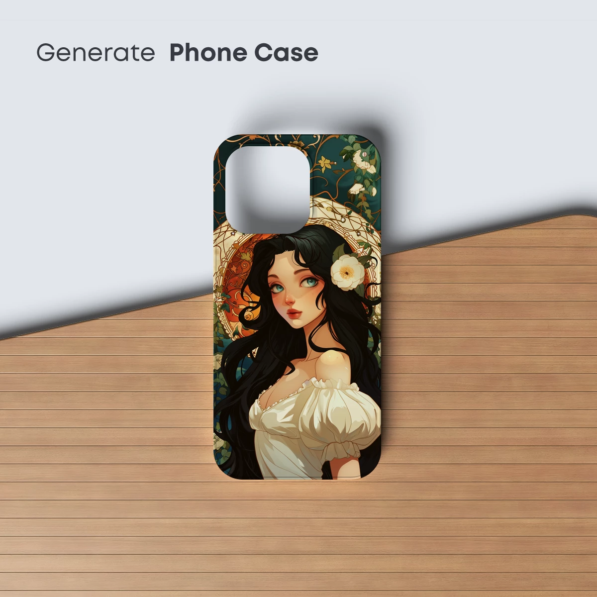 Enchanted Floral Portrait: Art Nouveau Elegance - Image 3