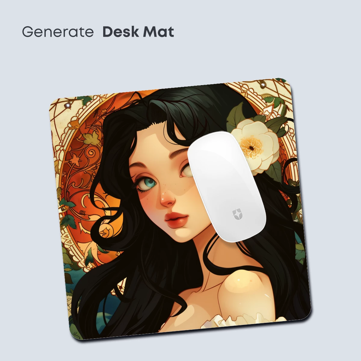 Enchanted Floral Portrait: Art Nouveau Elegance - Image 4