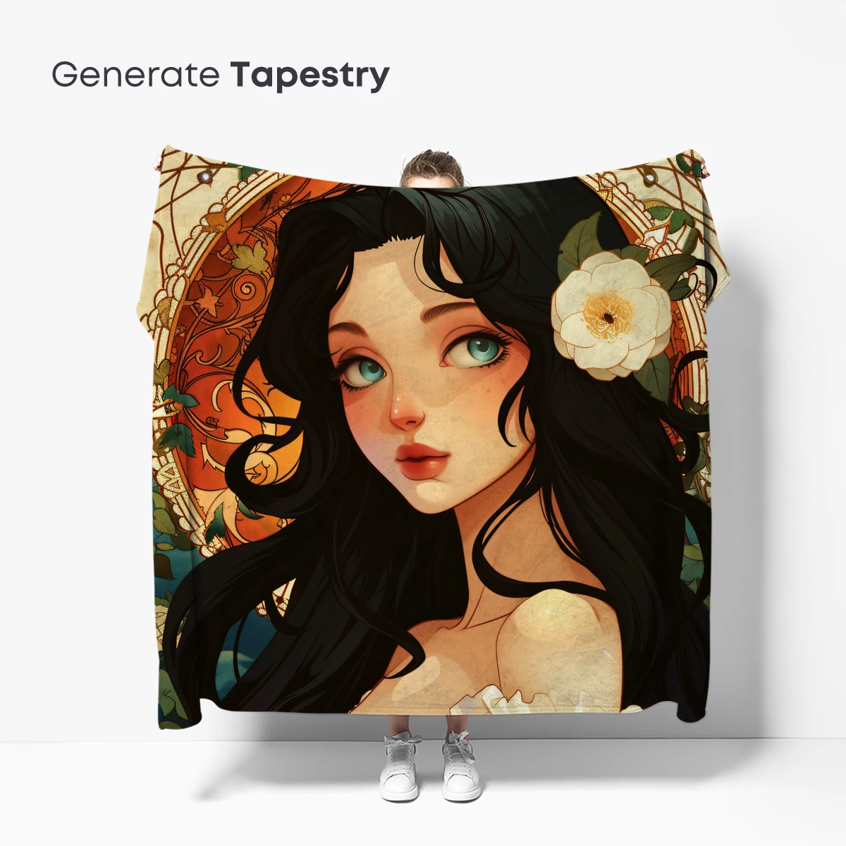 Enchanted Floral Portrait: Art Nouveau Elegance - Image 5