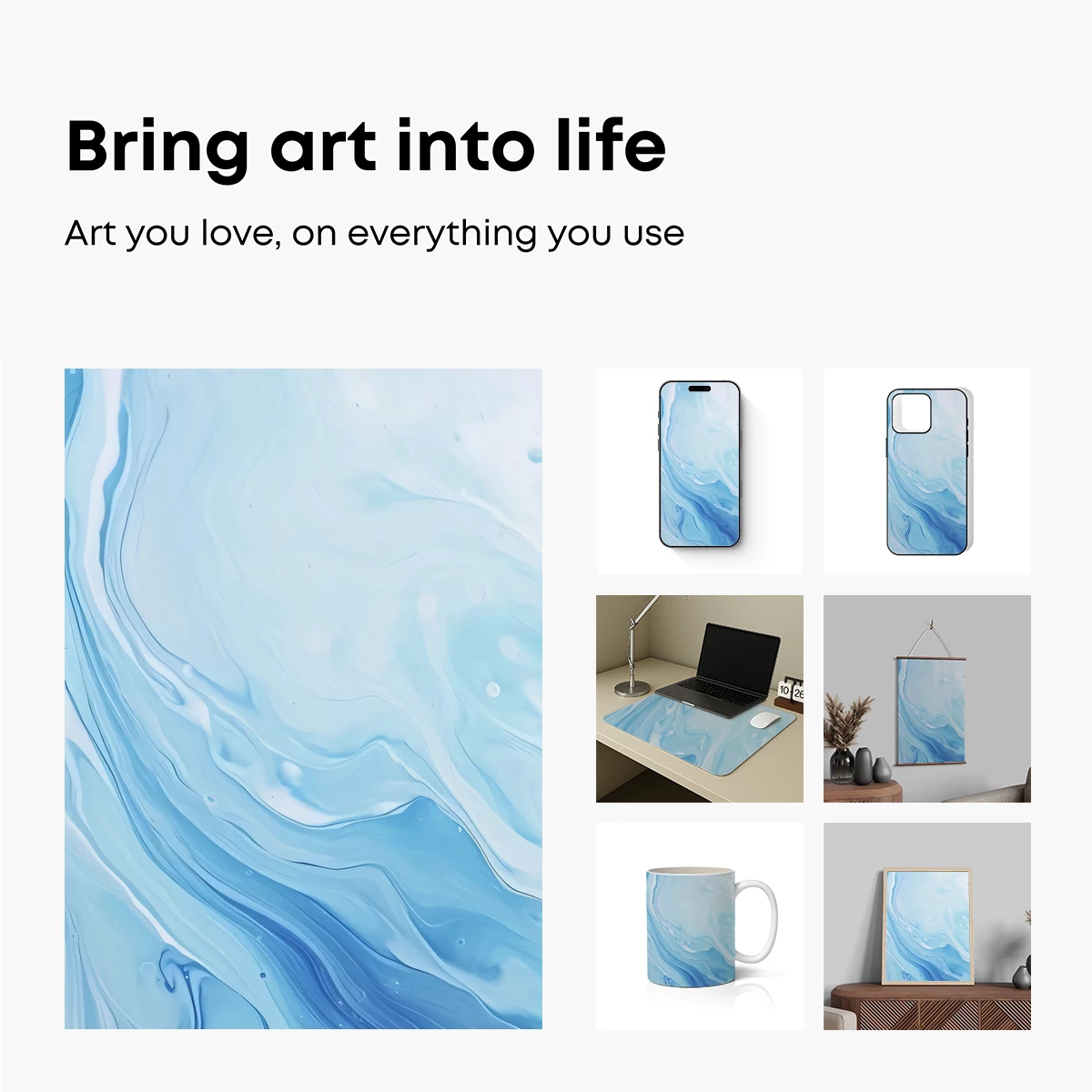 Ethereal Blue Swirls: A Liquid Canvas Dream - Image 2