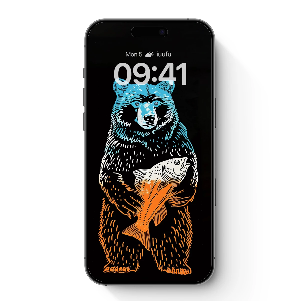 Bear's Bounty: Vibrant Linocut Artistry