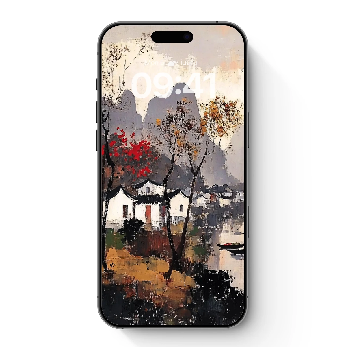 Autumnal Serenity: Ink-Wash Village