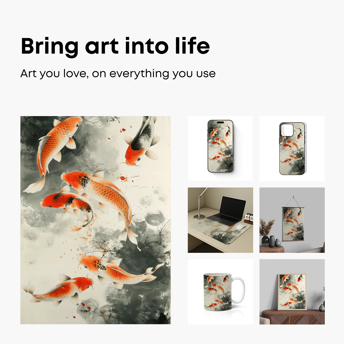 Ink-Drenched Koi: Elegance in Motion