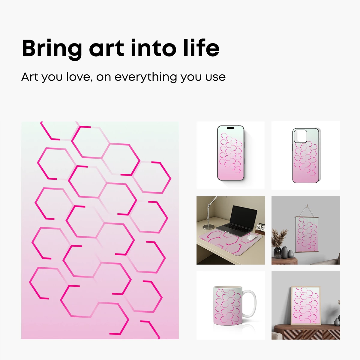 Hexagonal Harmony: Pink Gradient Elegance - Image 2