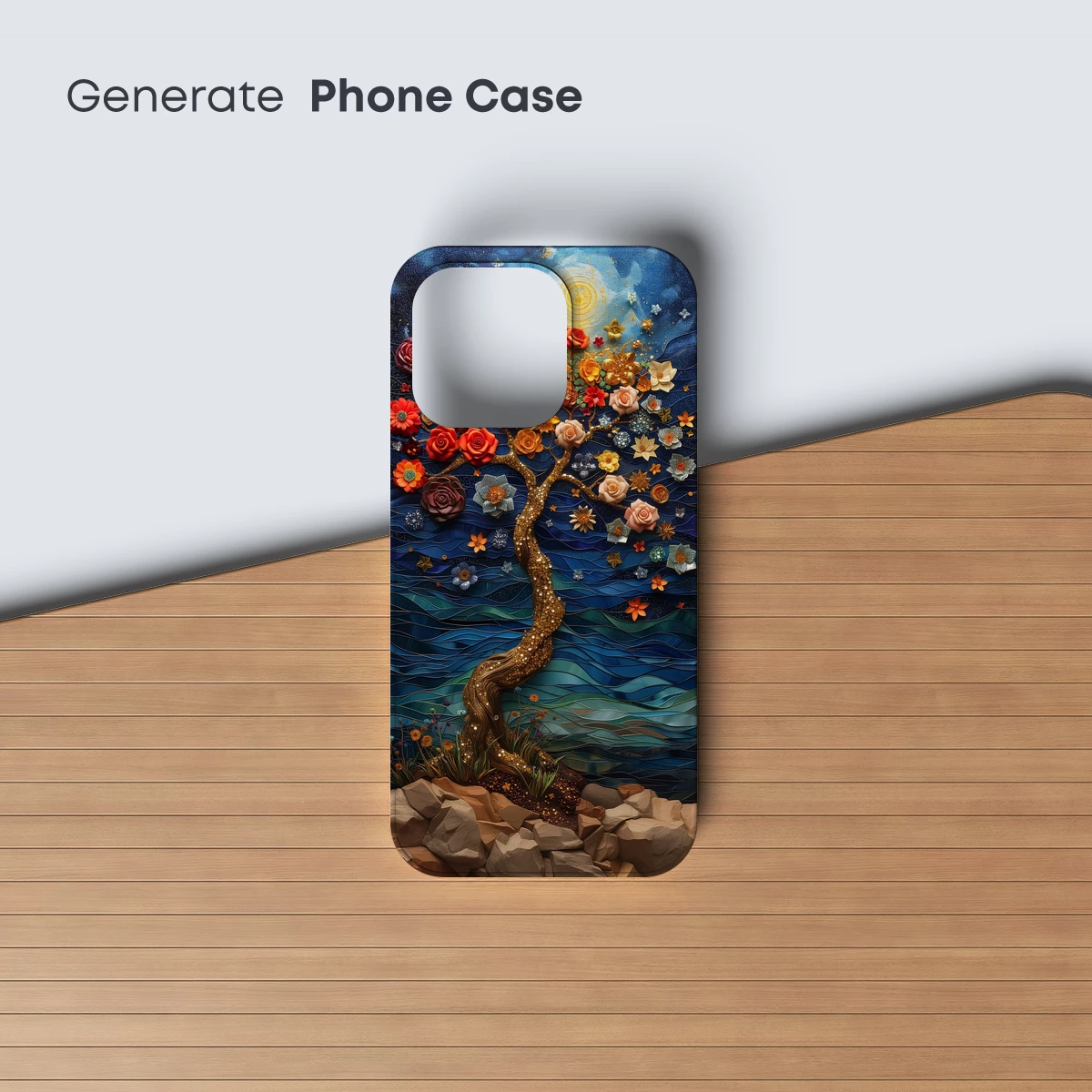 Floral Tree of Life: Vibrant Blossoms Against a Cosmic Sky - Image 3