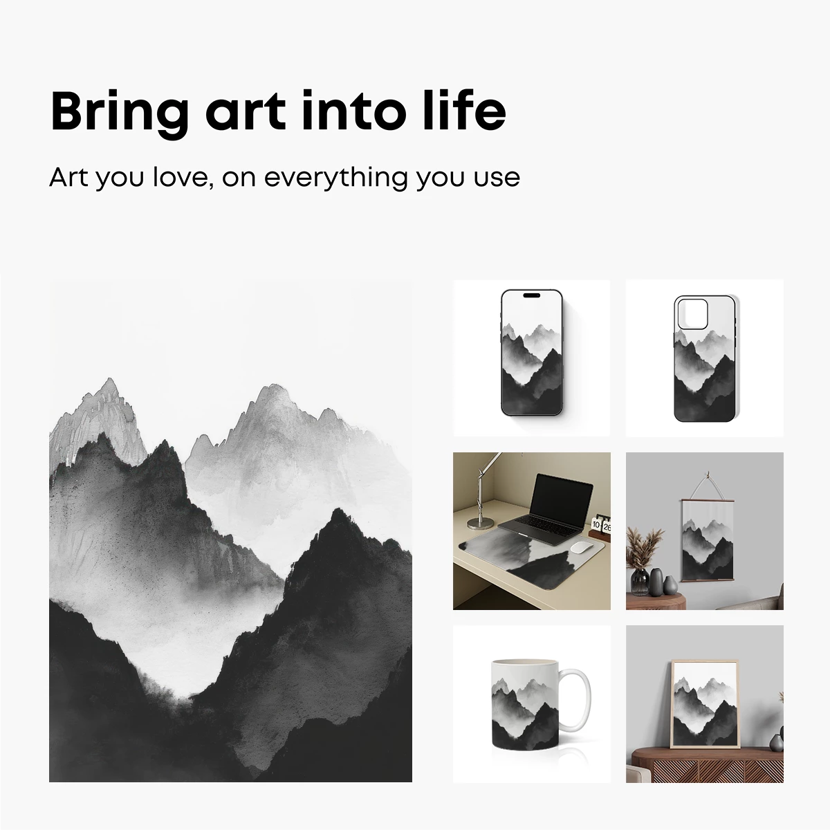 Ink Mist Mountains: Zen Landscape Art - Image 2