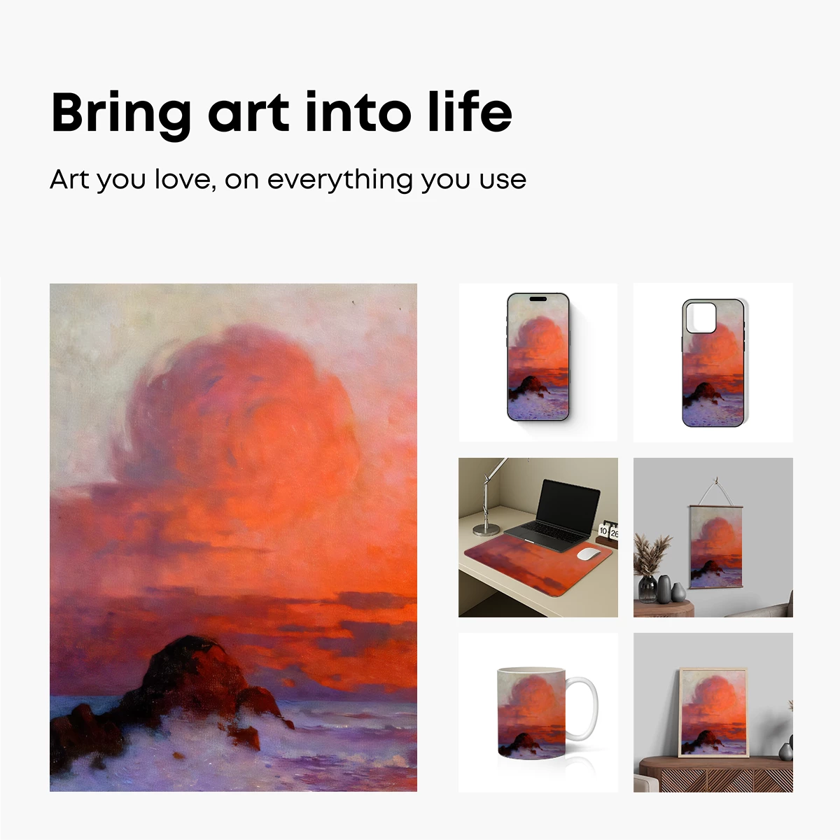 Crimson Sunset Over Rocky Shores - Image 2