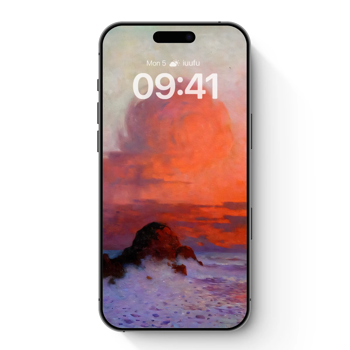 Crimson Sunset Over Rocky Shores