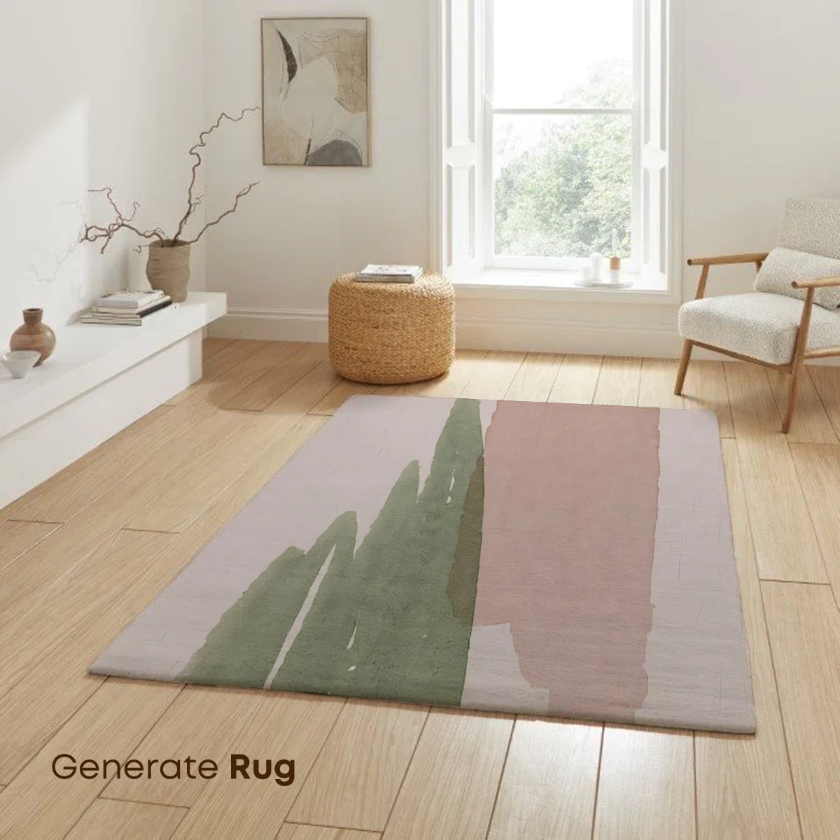 Abstract Green and Blush Brushstrokes - Image 6