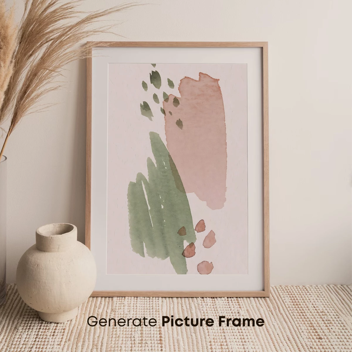 Abstract Green and Blush Brushstrokes - Image 7