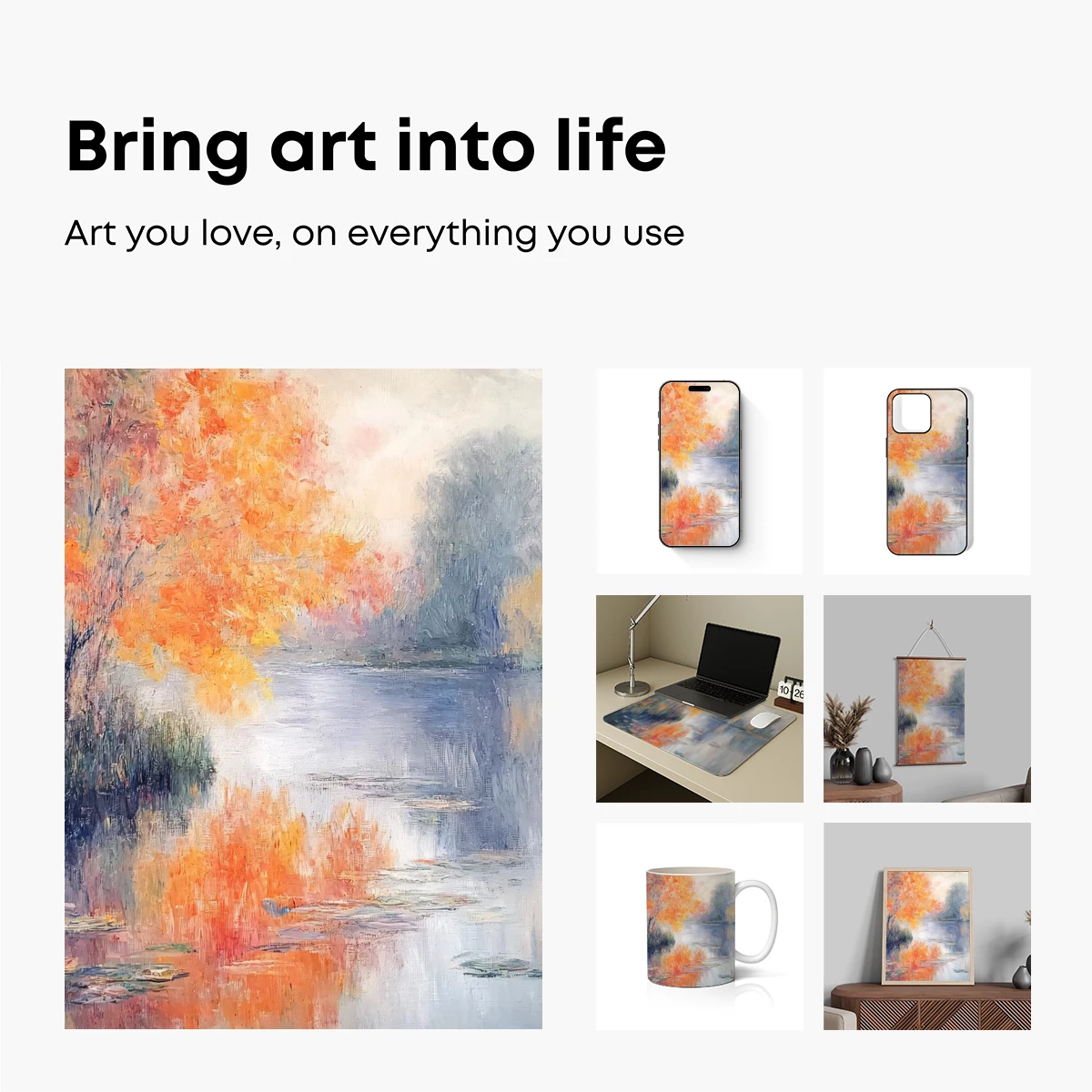 Autumn Reflections: Impressionist Lake Serenity - Image 2