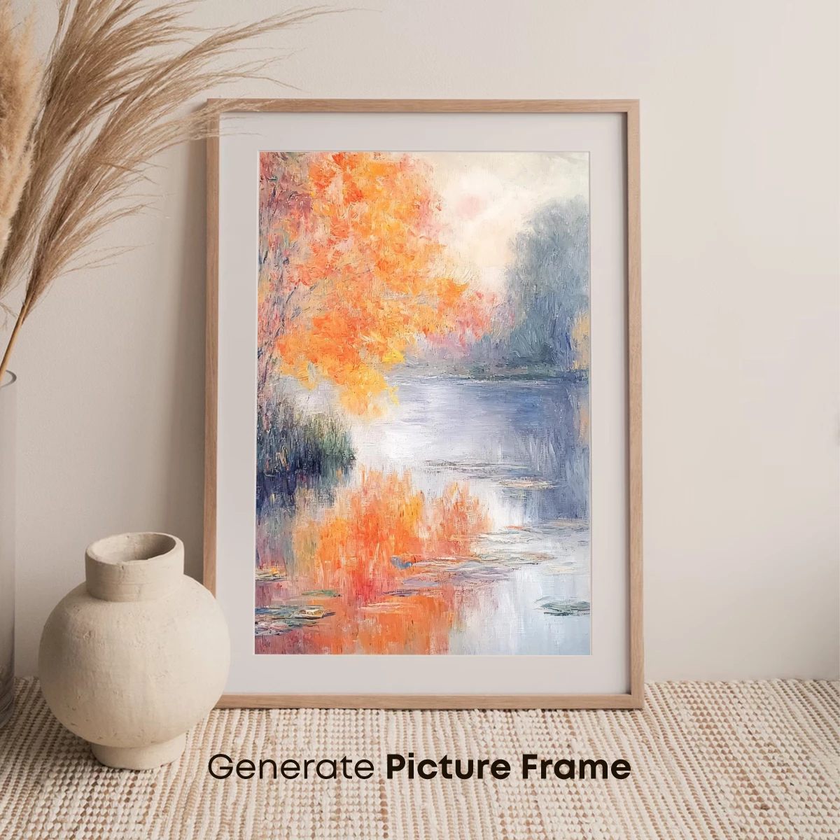 Autumn Reflections: Impressionist Lake Serenity - Image 7