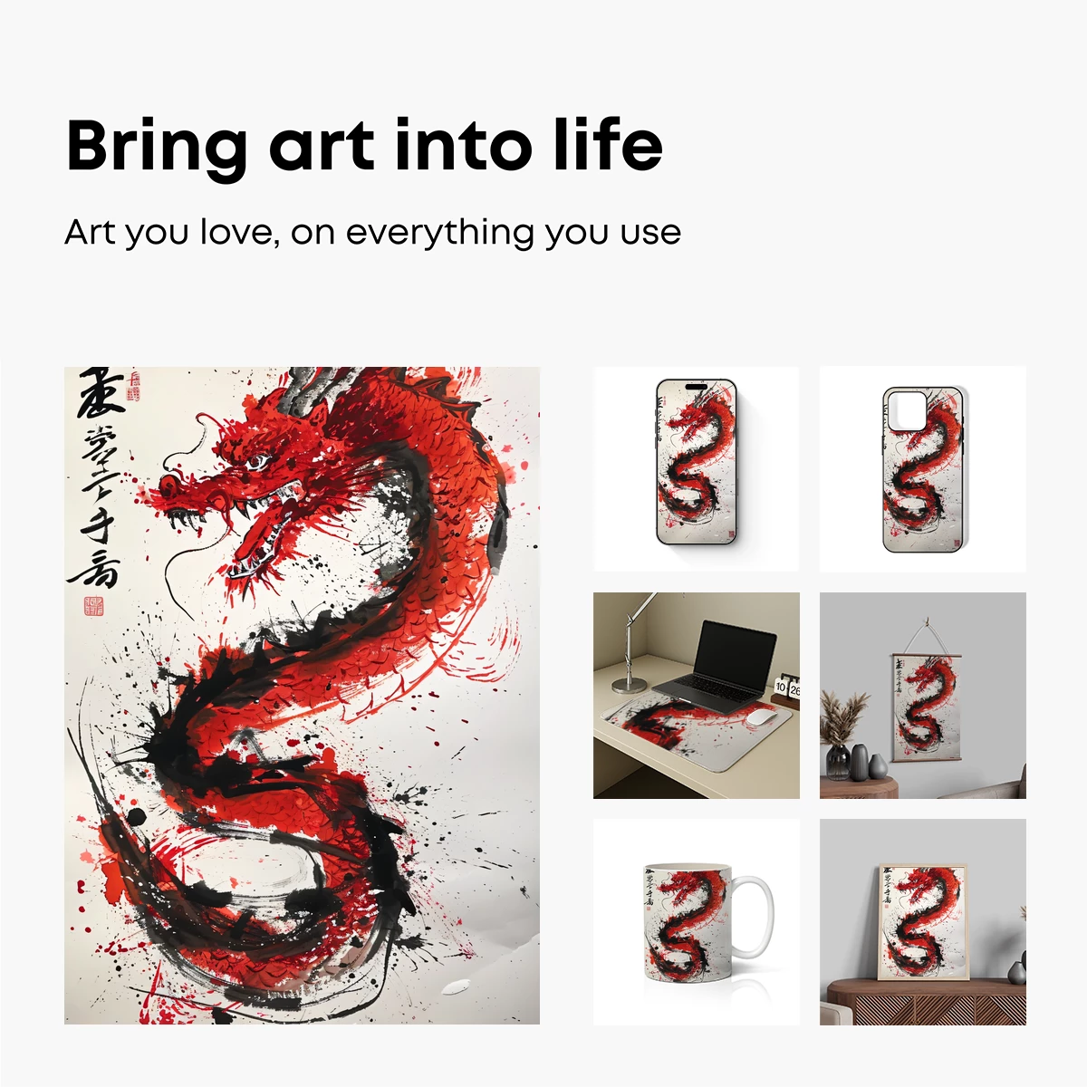 Fiery Dragon Brushstroke Art - Image 2