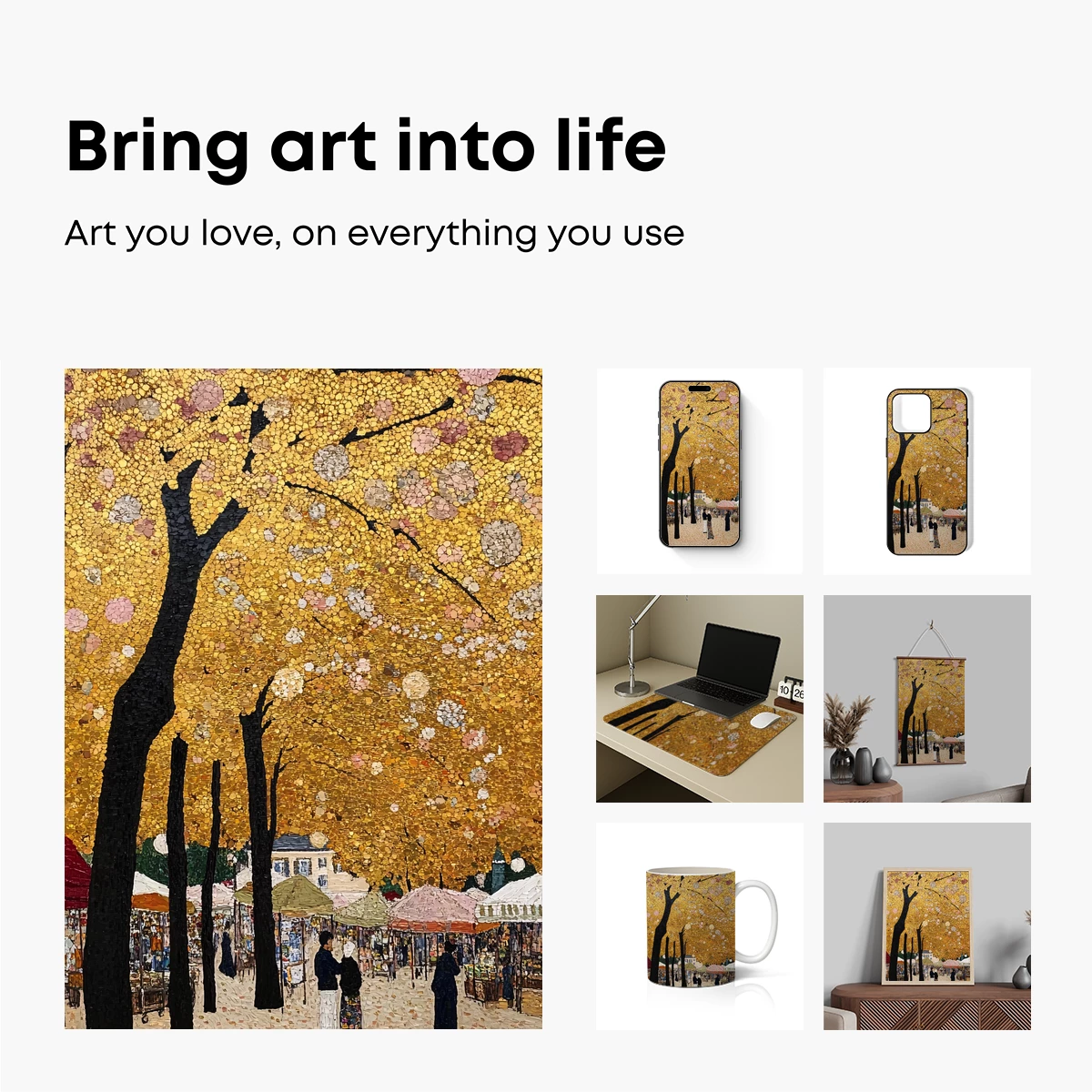 Golden Canopy Market: Pointillist Urban Bloom