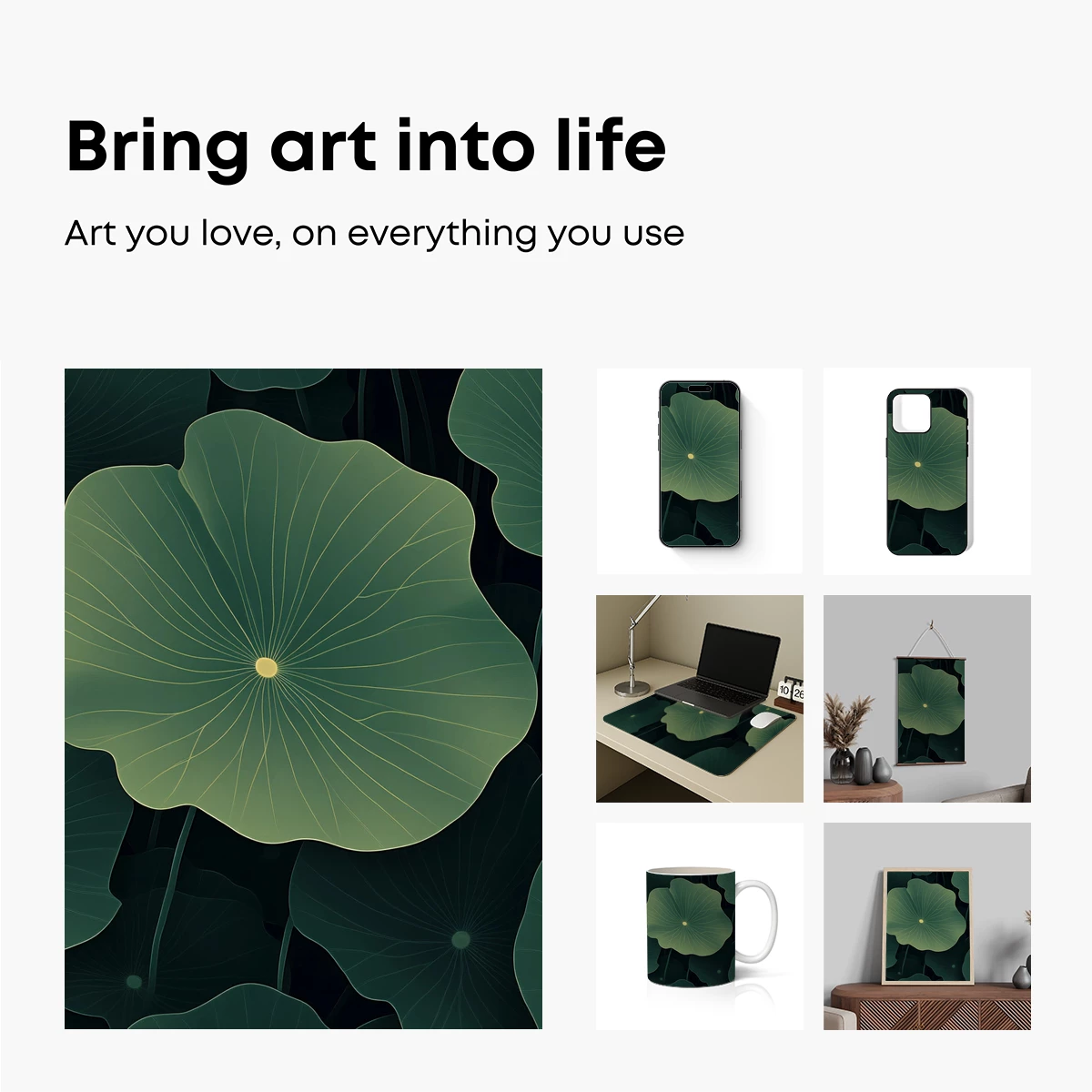 Ethereal Lotus Leaves: A Symphony in Green - Image 2